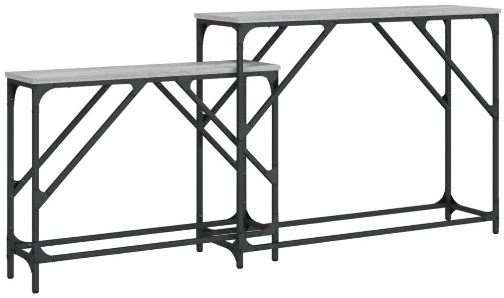 vidaXL Τραπέζια Κονσόλας Ζιγκόν 2 τεμ. Γκρι Sonoma από Επεξεργ. Ξύλο