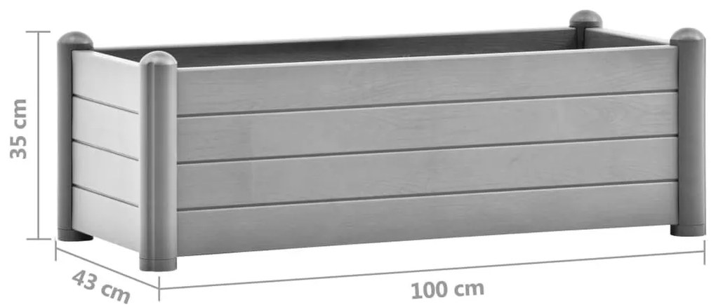 Ζαρντινιέρα Υπερυψωμένη Γκρι 100 x 43 x 35 εκ. Πολυπροπυλένιο - Γκρι