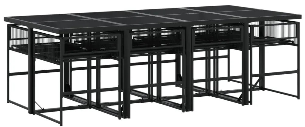 vidaXL Σετ Τραπεζαρίας Κήπου 9 τεμ Μαύρο από Συνθ. Ρατάν με Μαξιλάρια