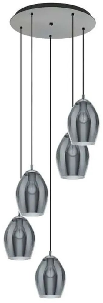 Φωτιστικό Οροφής 39567 Estanys E27/5 Nickel-Clear Eglo Metal, Glass