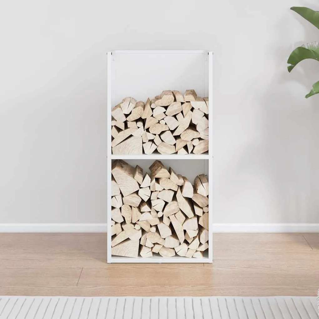vidaXL Ράφι Καυσόξυλων Λευκό 40x30x80 εκ. Χάλυβας ψυχρής έλασης