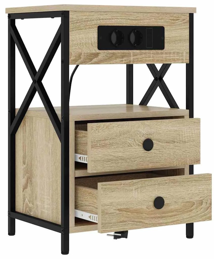 vidaXL Κομοδίνο 2 pcs Δρύς Sonoma 40 x 31 x 60 εκ. Επεξεργασμένο ξύλο