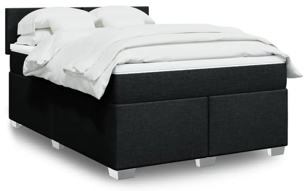 vidaXL Κρεβάτι Boxspring με Στρώμα Μαύρο 140x200 εκ. Υφασμάτινο