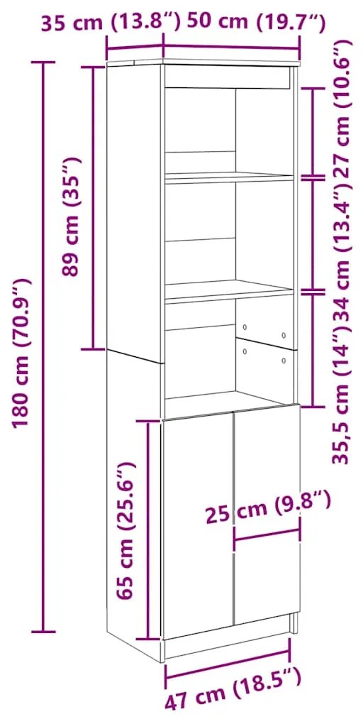 Ντουλάπι Όψη Παλαιού Ξύλου 50x35x180 εκ. από Επεξεργασμένο Ξύλο 3328469