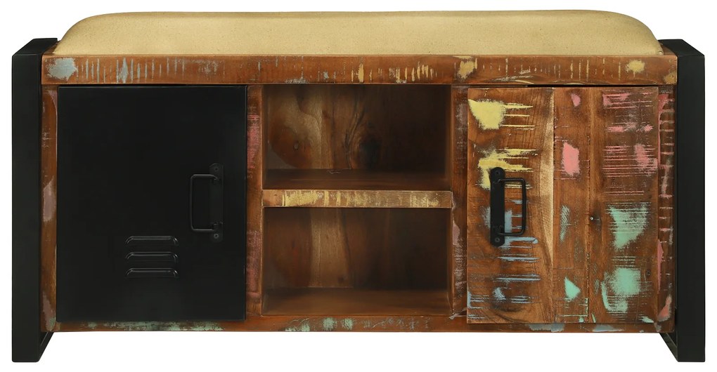 vidaXL Παγκάκι Επίπλου Πολύχρωμο 100x35x50 εκ. Στέρεο Ξύλο Ανακυκλωμένο