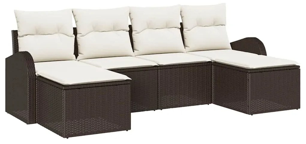 vidaXL Σετ Καναπέ Κήπου με μαξιλάρι 6 pcs Καφέ Πολυ ράταν