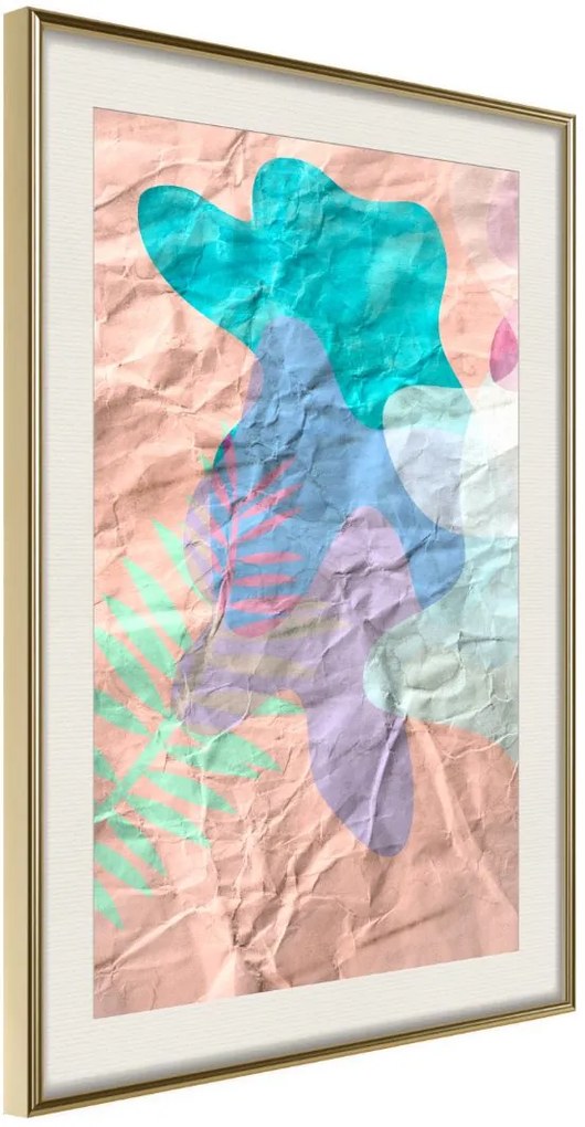 Αφίσα - Colourful Camouflage (Peach) - 20x30 - Χρυσό - Με πασπαρτού