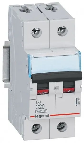 Αυτόματη Ασφάλεια 20Α C 2Π 6kA Tx3 403529 Legrand 403529