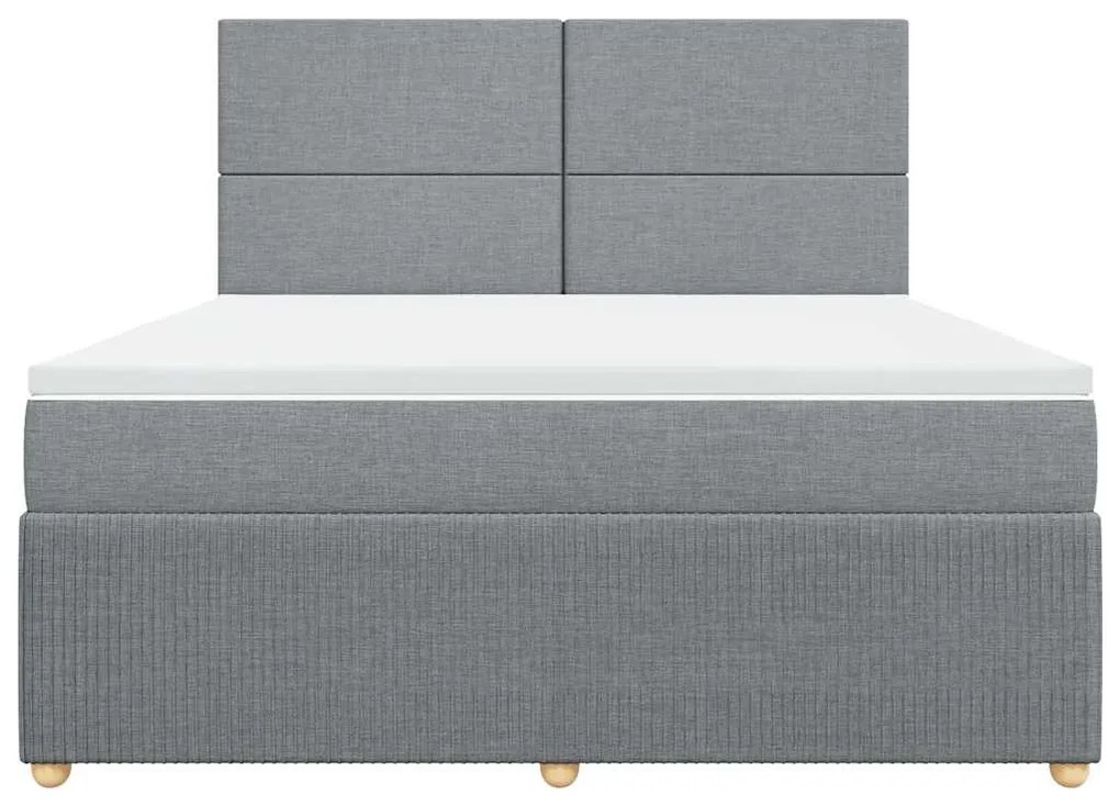 vidaXL Κρεβάτι Boxspring με Στρώμα Ανοιχτό Γκρι 180x200 εκ. Υφασμάτινο