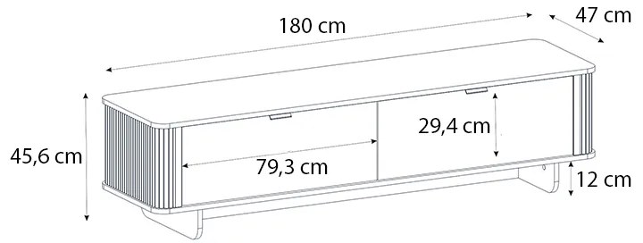 Έπιπλο τηλεόρασης Bohema Megapap χρώμα ivory - sepet oak 180x47x45,6εκ.
