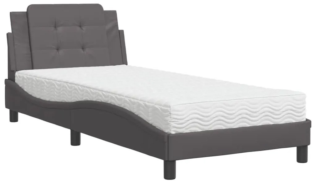 vidaXL Σκελετός Κρεβατιού Χωρίς Στρώμα Zadar Γκρι 90x200 εκ. από Συνθετικό Δέρμα