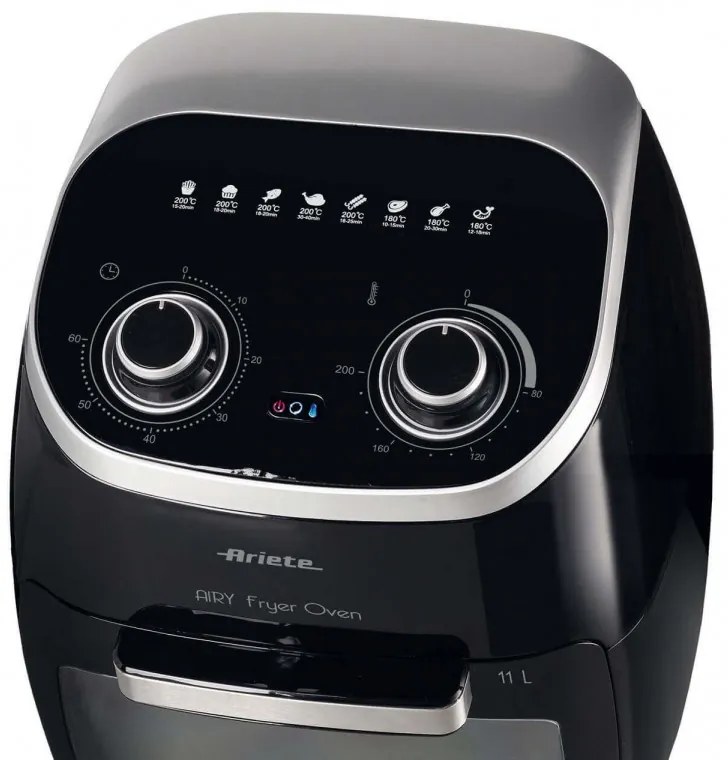 Φούρνος με φριτέζα ζεστού αέρα Ariete AIRY FRYER OVEN 4619/00, 2000W, 11 l, 8 προγράμματα, 80-200C, Ψησταριά, Χρονοδιακόπτης, Μαύρο