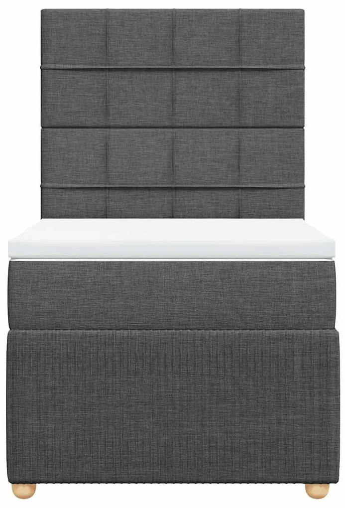 vidaXL Κρεβάτι Boxspring με Στρώμα Σκούρο Γκρι 90x200 εκ. Υφασμάτινο