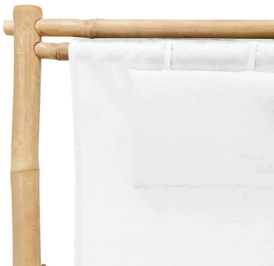 vidaXL Σεζλόνγκ Κρεμ Λευκό από Μπαμπού και Καραβόπανο