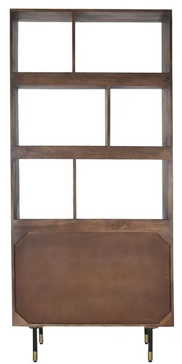 Ράφια DKD Home Decor Μαύρο Χρυσό Μέταλλο Σκούρο καφέ Ξύλο από Μάνγκο 4 Ράφια (90 x 35 x 200 cm)