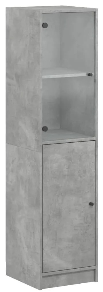 vidaXL Ντουλάπι Γκρι Σκυροδέματος 35x37x142 εκ. με Γυάλινη Πόρτα