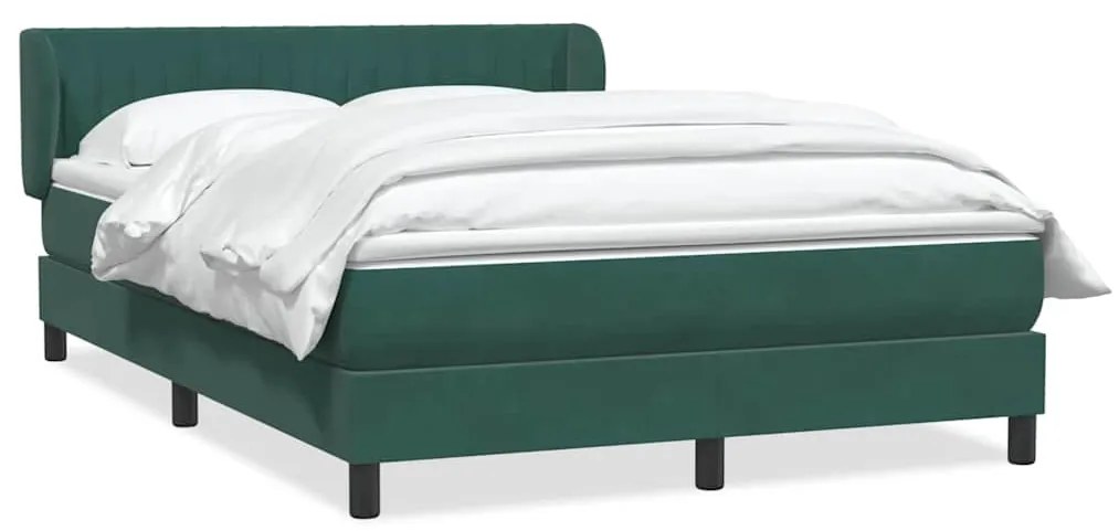 vidaXL Box Spring Κρεβάτι με στρώμα Σκούρο πράσινο 140x220cm Βελούδινο