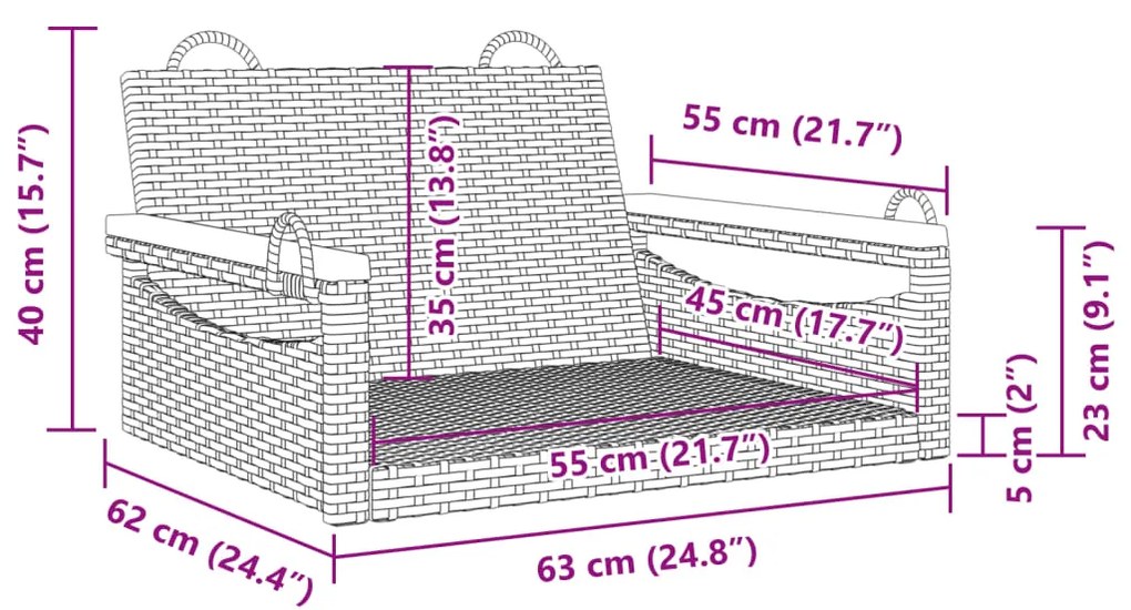 ΠΑΓΚΑΚΙ ΚΟΥΝΙΑ ΜΑΥΡΟ 63 X 62 X 40 ΕΚ. ΑΠΟ ΣΥΝΘΕΤΙΚΟ ΡΑΤΑΝ 368161