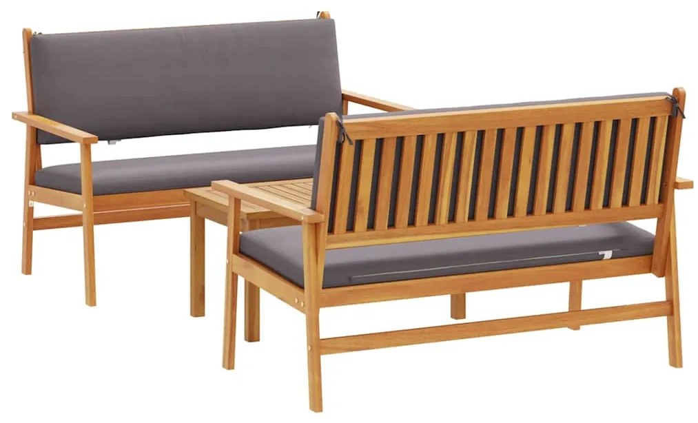 vidaXL Σετ Καναπέ Κήπου 3 pcs Καφέ 75 x 45 x 38 εκ. Μασίφ ξύλο ακακίας