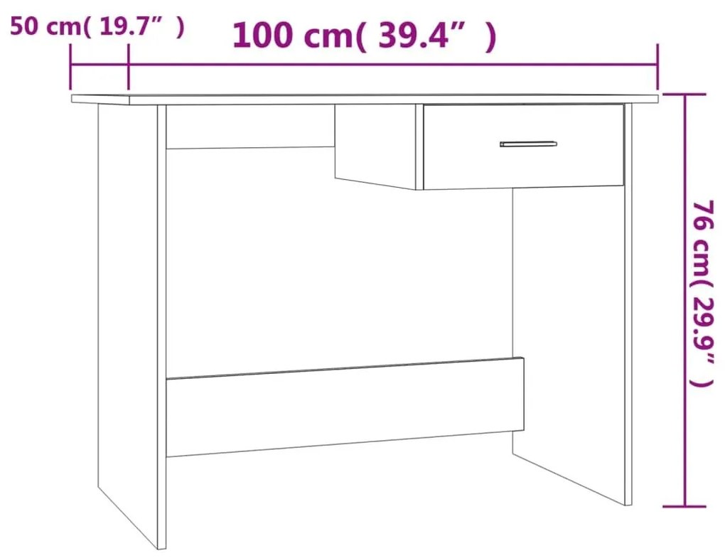 Γραφείο Γκρι Σκυροδέματος 100 x 50 x 76 εκ. από Επεξ. Ξύλο - Γκρι