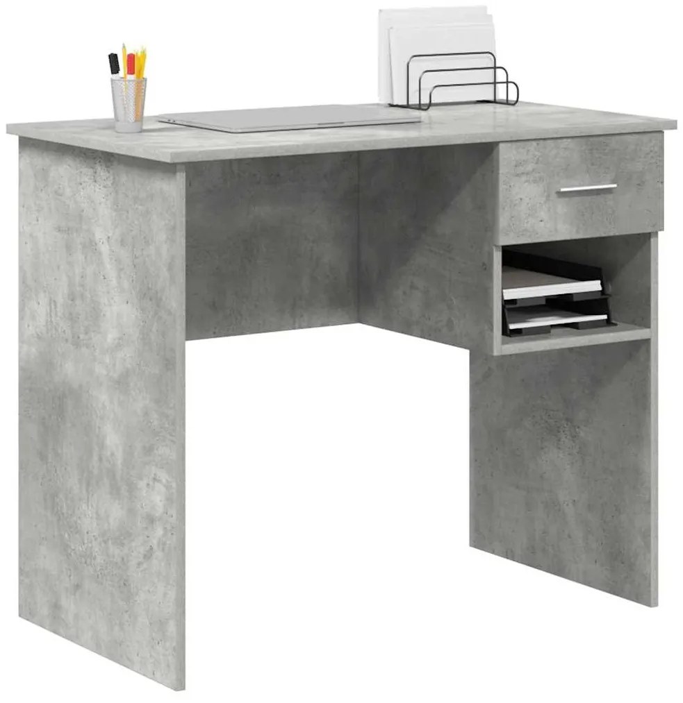 vidaXL Γραφείο Γκρι σκυροδέματος 90 x 49.5 x 75 εκ. Επεξεργασμένο ξύλο