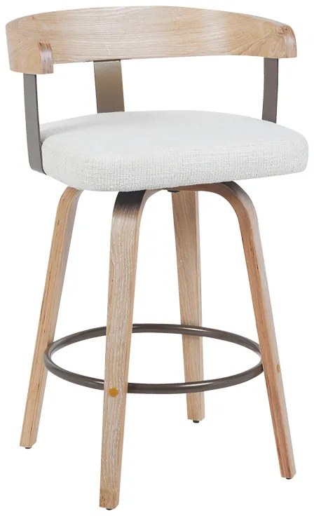 Σκαμπό μπαρ Anesy pakoworld περιστρεφόμενο μεσαίου μεγέθους μέταλλο-ξύλο με ύφασμα σε μπεζ απόχρωση 54x50x85εκ