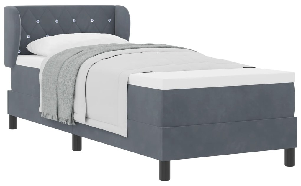 vidaXL κρεβάτι Box Spring με στρώμα Σκούρο Γκρι 80x200 εκ. Βελούδο