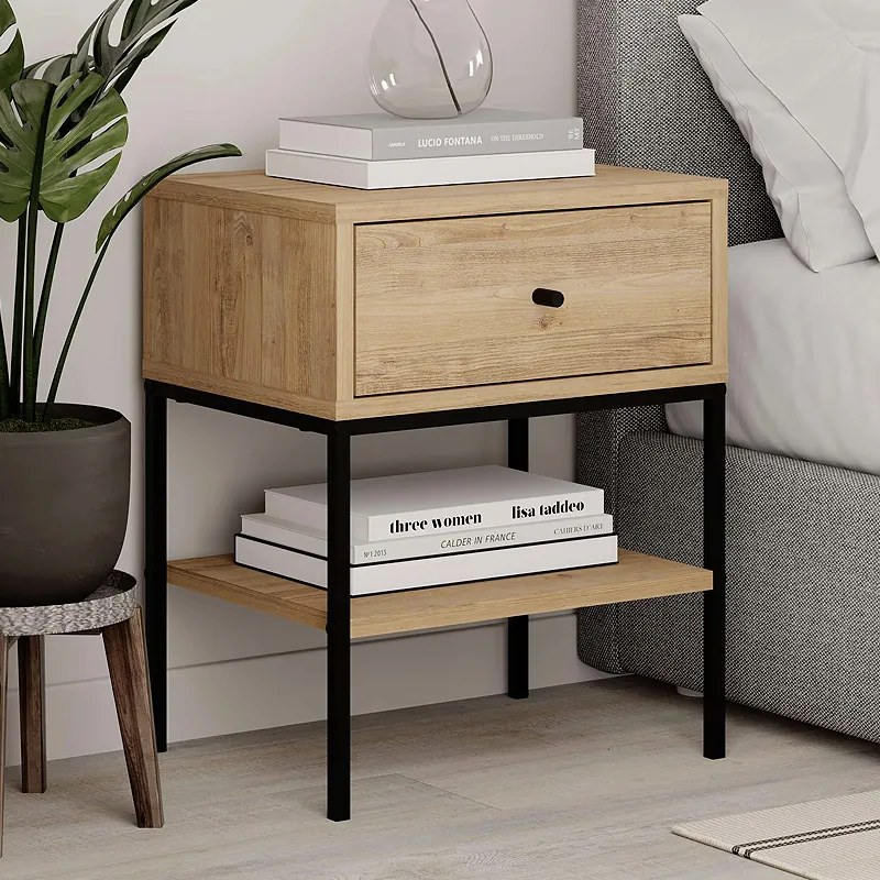 Κομοδίνο Lisa Megapap χρώμα saphhire oak 45x35x56εκ.-GP037-0234,1