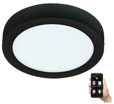 Πλαφονιέρα Οροφής IP44 Ø27cm LED 16,5w 2250lm 2700-6500K Remote-App Μαύρο Eglo Fueva-Z 900108