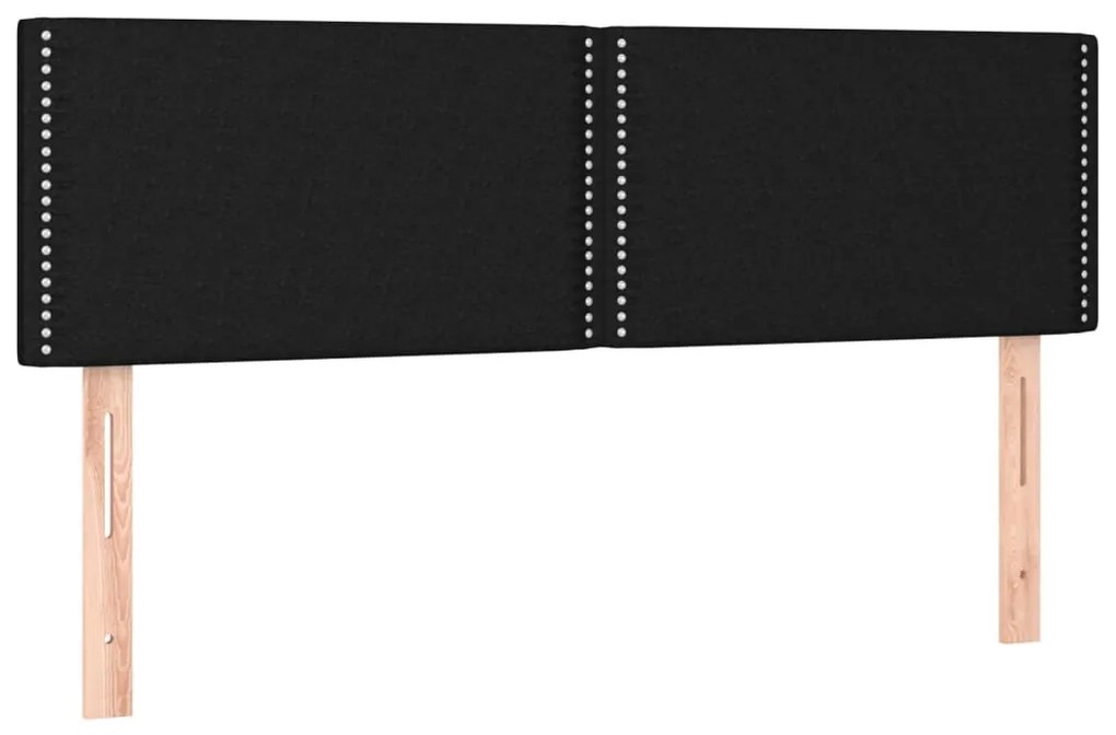 vidaXL Κρεβάτι Boxspring με Στρώμα & LED Μαύρο 140x190 εκ. Υφασμάτινο