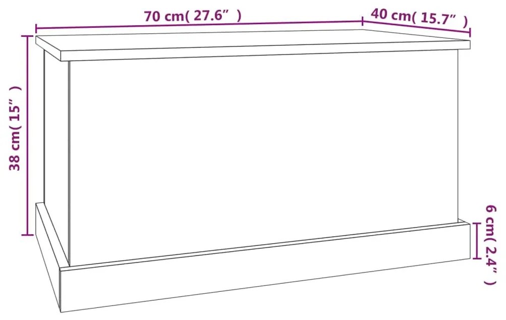 Κουτί Αποθήκευσης Μαύρο 70x40x38 εκ. Επεξεργασμένο Ξύλο - Μαύρο