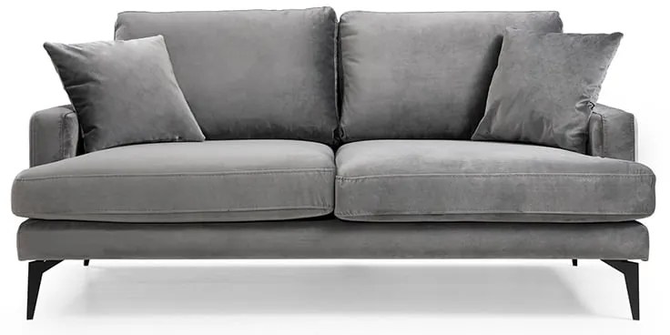 Καναπές 2θέσιοςFortune pakoworld βελούδο ανθρακί-μαύρο 175x90x88εκ