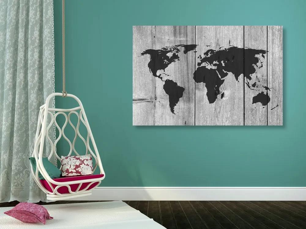Εικόνα σε ασπρόμαυρο χάρτη από φελλό σε ξύλινο φόντο - 120x80  flags
