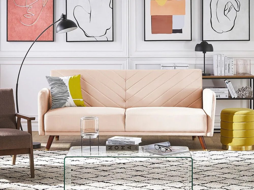 Καναπές κρεβάτι Berwyn 120, Λειτουργία ύπνου, Beige, 200x95x87cm, Πόδια: Ξύλο,Μερικώς συναρμολογημένο, Ευκάλυπτος