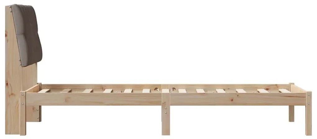 vidaXL Σκελετός Κρεβατιού με Επενδεδυμένο Κεφαλάρι Καφέ 75 x 190 cm