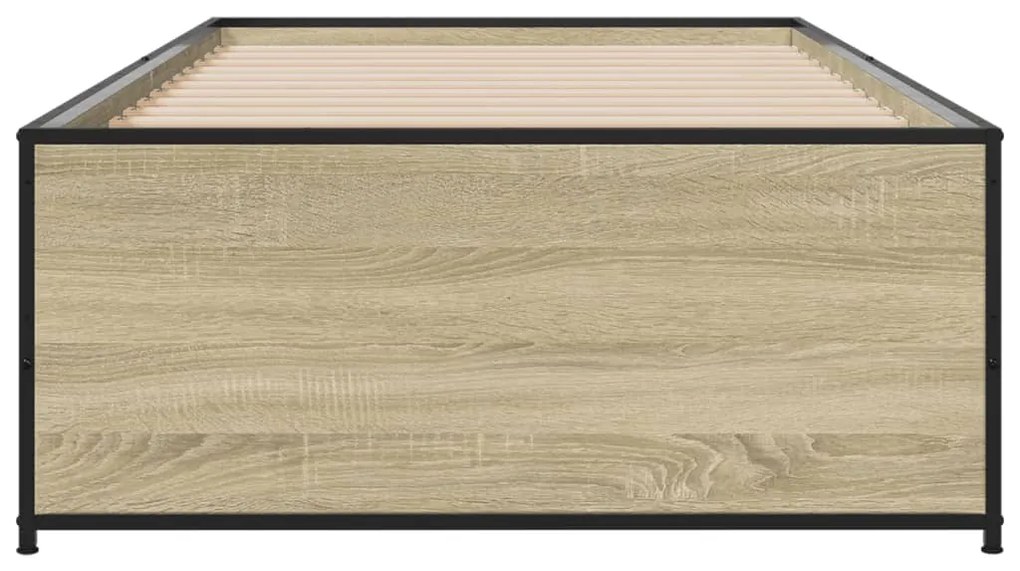 vidaXL Πλαίσιο Κρεβατιού Sonoma Δρυς 90x200 εκ. Επεξ. Ξύλο &amp; Μέταλλο