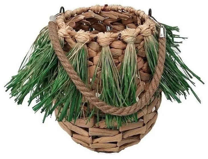 Φανάρι Ψάθινο Με Λαβή LUG103 L D27cm Beige-Green Espiel Metal,Wicker