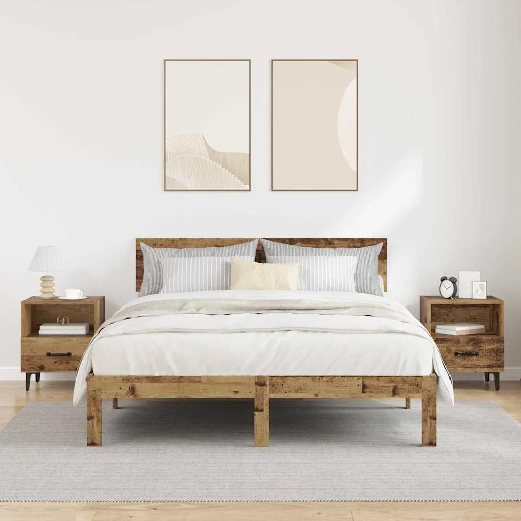 vidaXL Κομοδίνο 2 pcs Παλαιό ξύλο 40 x 35 x 47.5 εκ Επεξεργασμένο ξύλο