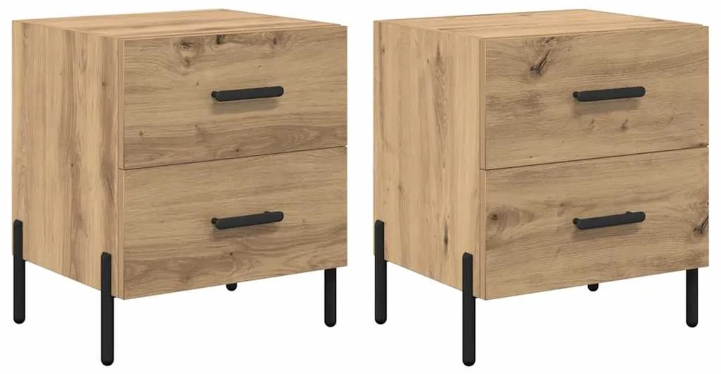 vidaXL Κομοδίνο με συρτάρι 2 pcs artisan δρυς 40 x 35 x 47.5 εκ