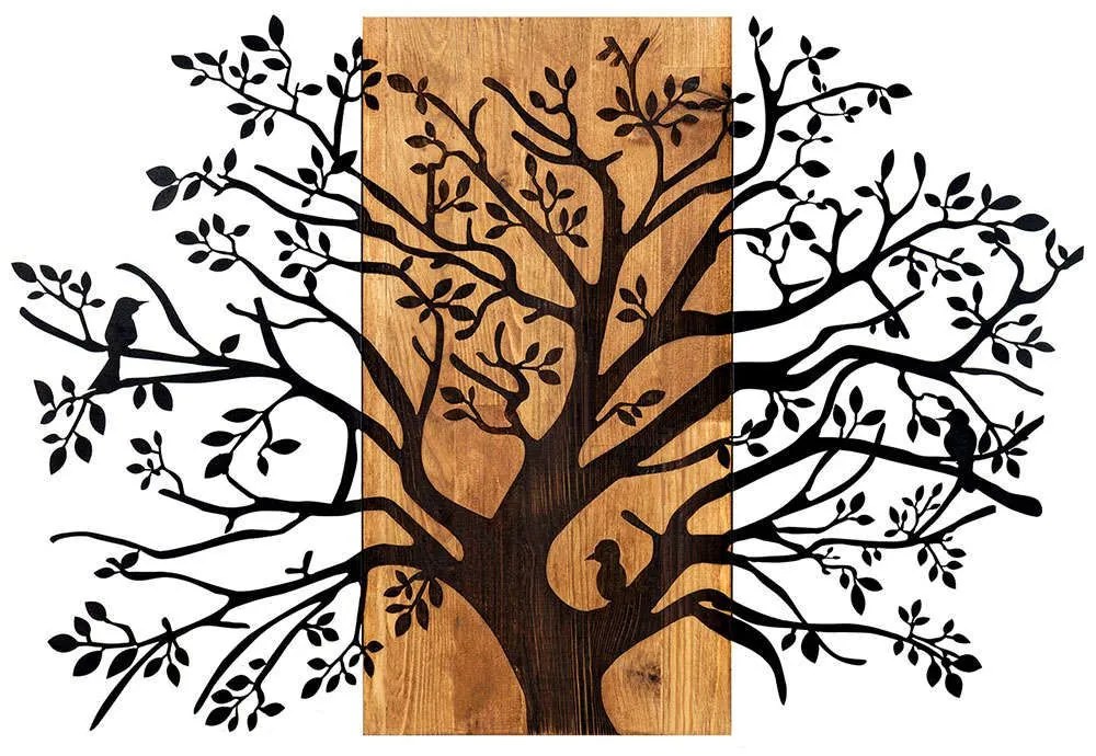 Διακοσμητικό Τοίχου Kavak 279ENZ1773 85x58cm Walnut-Black Wallity Μέταλλο,Ξύλο