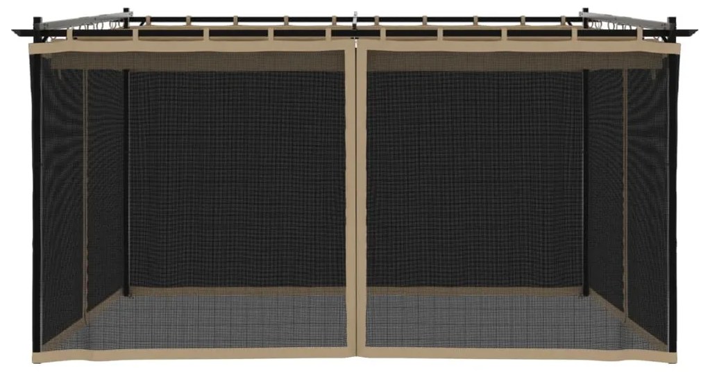 vidaXL Κιόσκι με Τοίχους από Δίχτυ Taupe 4x3 μ. από Ατσάλι