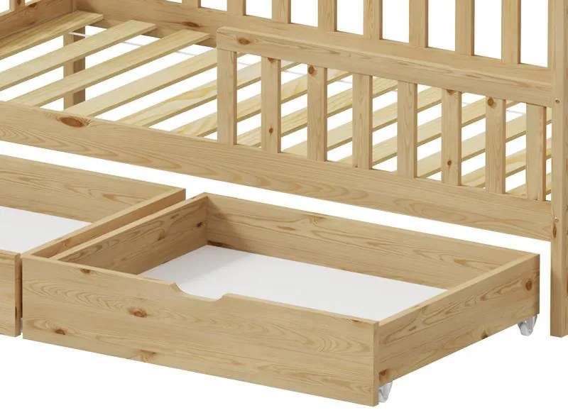 Κρεβάτι παιδικό Piccolo τύπου Montessori με 2 συρτάρια ξύλο πεύκου φυσικό 90x190 εκ. 90x190x160.5 εκ.