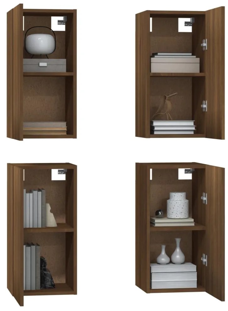 vidaXL Έπιπλα Τηλεόρασης 4 τεμ. Καφέ Δρυς 30,5x30x36 εκ. Επεξ. Ξύλο