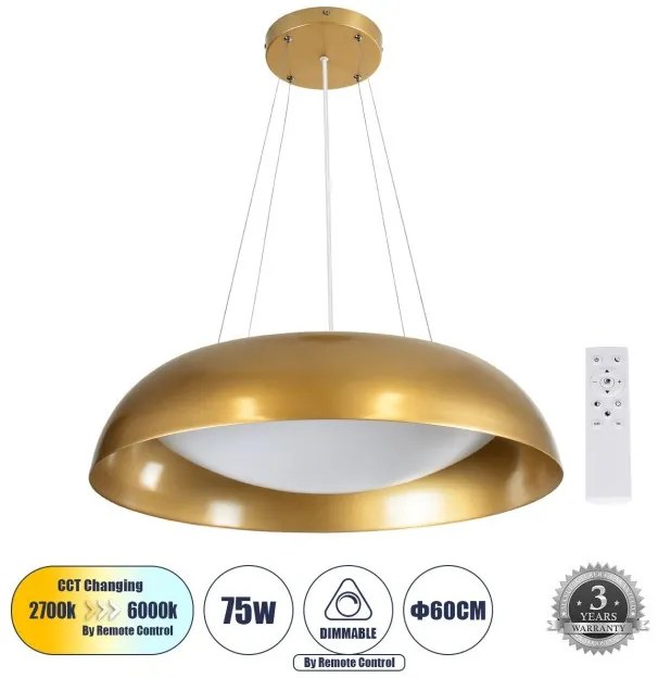 Κρεμαστό Φωτιστικό Οροφής LED 75W 8625lm ANATOLIA Globostar-61270-Χρυσό 61270