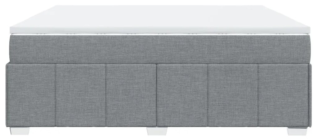 Κρεβάτι Boxspring με Στρώμα Ανοιχτό Γκρι 200x200 εκ. Υφασμάτινο - Γκρι