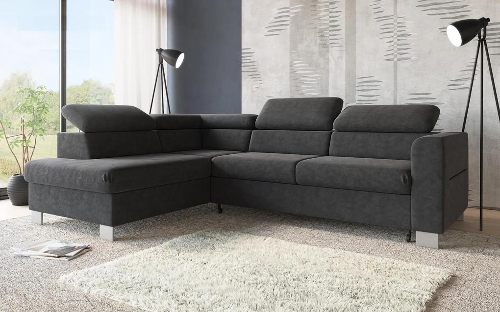 Γωνιακός Καναπές-Κρεβάτι Bella με αποθηκευτικό χώρο Γκρι Σκούρο 255x193x95cm - Αριστερή Γωνία - TED4589