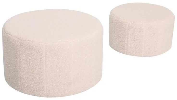 Σκαμπό - Πουφ Gabello σετ 2τεμ ύφασμα μπουκλέ μπεζ Φ44x26.5εκ 44x44x26.5 εκ.