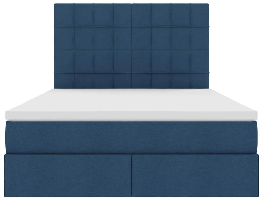 vidaXL Κρεβάτι με αποθηκευτικό χώρο και LED Μπλε 140 x 190 cm