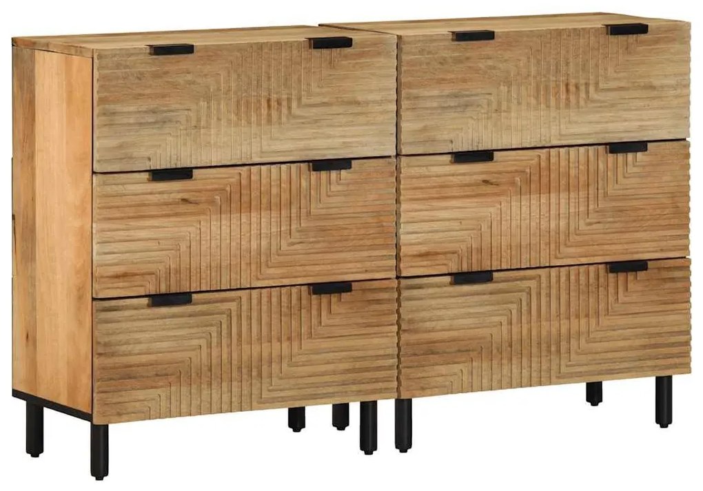 Sideboards 2 τεμάχια καφέ 60x33x75 cm μασίφ ξύλο Mango - Καφέ