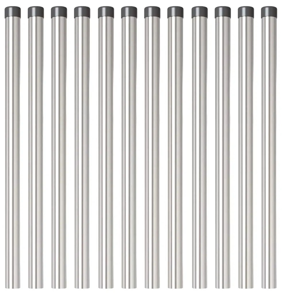 vidaXL Πό posts φράχτη 12 pcs Ασημί 90 cm Ατσάλι με Επικάλυψη Πούδρας